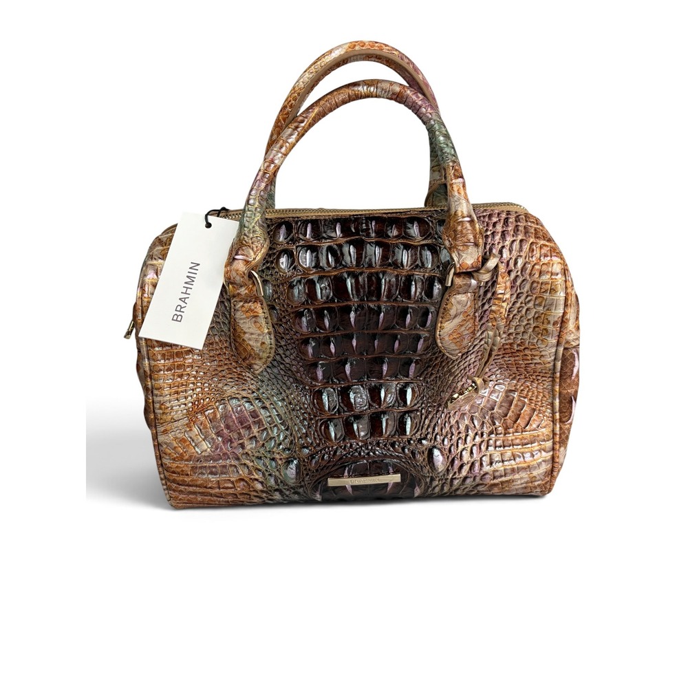 Brahmin Stacy Truffle Python Ombre Melbourne Leather Satchel Bag nwt